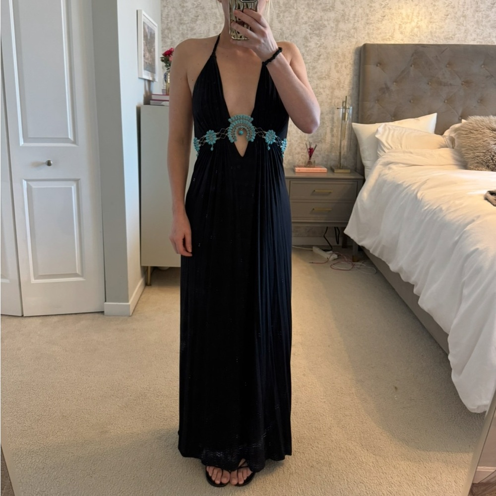 Sky Black Halter Maxi Dress - Picture 2 of 7
